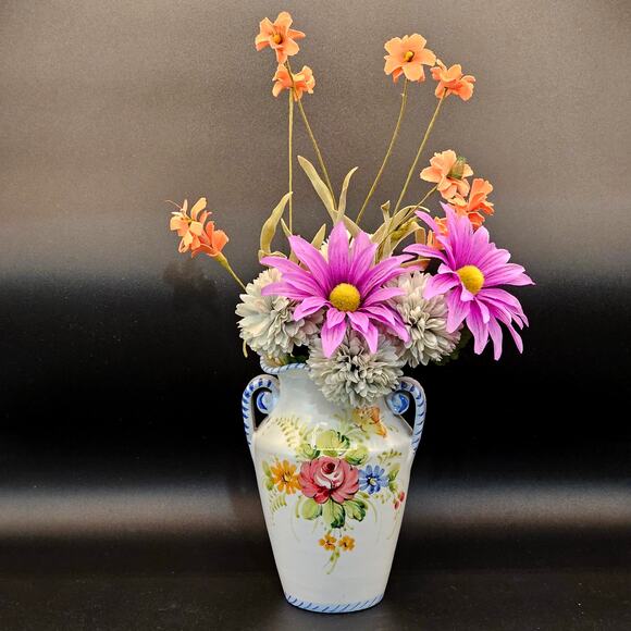 Vintage Italian Majolica Earthenware Vase - Hand Painted & Numbered Italy 7" - Picture 2 of 10